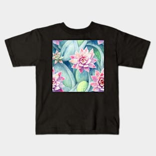 Watercolor succulent pattern Kids T-Shirt